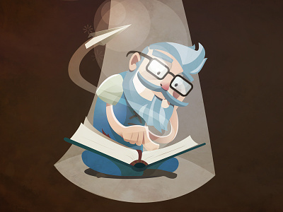 Wizard book geek glasses illustration learning light magic nerd reading wizard