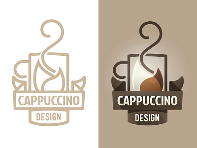 Cappuccino Design blend breakfast cappuccino cup flat glossy good morning logotype milk mug smoke vortex