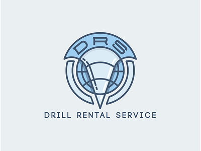 Drill Rental Logotype blue brand circle circular drill globe logo rental service world