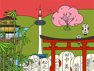 Kyoto, Japan Illustration
