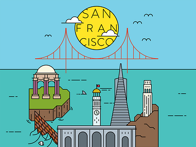 San Francisco Illustration, Color california color design illustration minimal san francisco vector