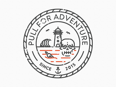 There's Blood in the Water: Pull For Adventure anchor blood design graphic design vector illustration lighthouse line minimal ocean pull for adventure skull wave