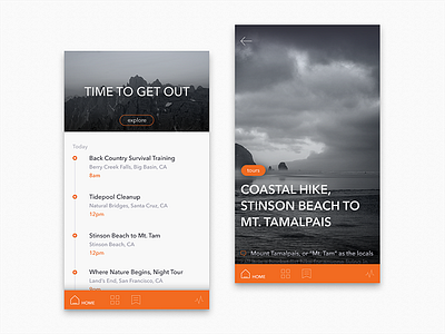 Explore More Orange Ui app california design explore interface ios iphone mobile mockup monotone ui ux