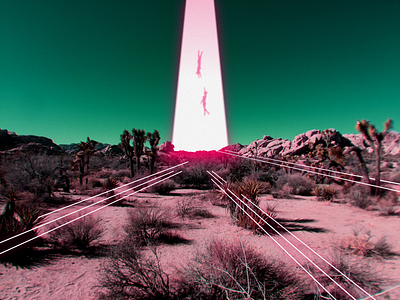 Strange things are afoot in Joshua Tree cyberpunk desert design illustration laser neon noir photography render vector