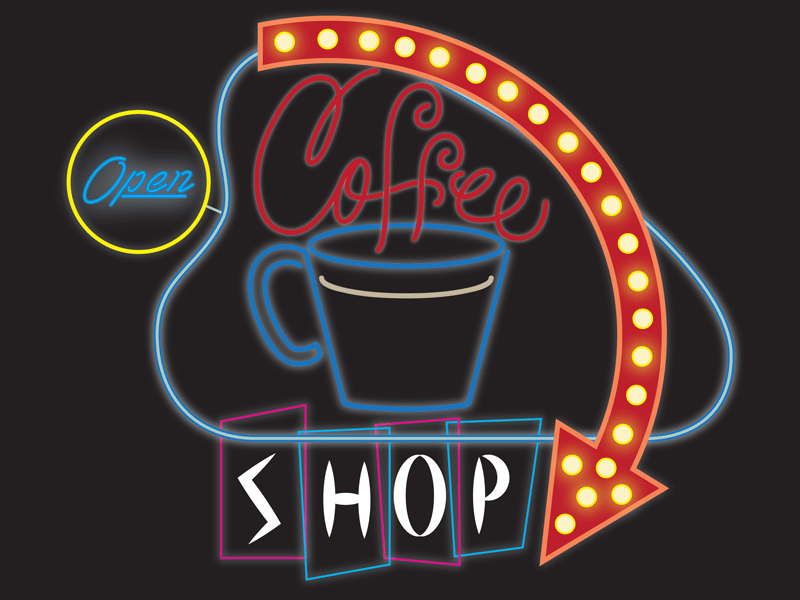 Coffee Shop Animation animation coffee gif illustration letters neon shop sign type vintage