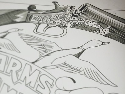 Firearms and Ammunition drawing ducks gun lettering outdoors vintage wip