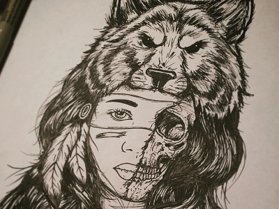 Wolf Headdress americana art bear beauty design headdress illustration native tribal