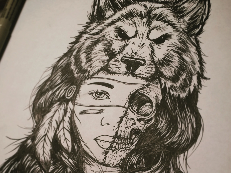 wolf headdress drawing