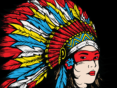 Native Girl america crossfit illustration indian skull tattoo usa