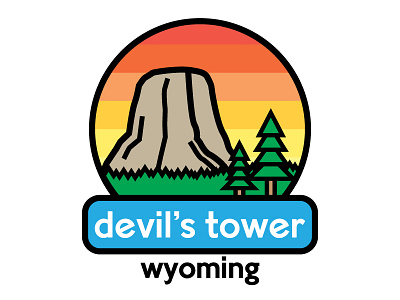 Devils Tower camp camping icon landscape music outdoors thicklines type vector wyoming