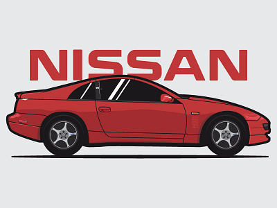 Nissan 300ZX car flat illustration jdm line nissan patch simple sticker vintage