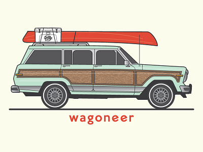 Wagoneer car flat illustration line patch simple sticker suv vintage wagoneer