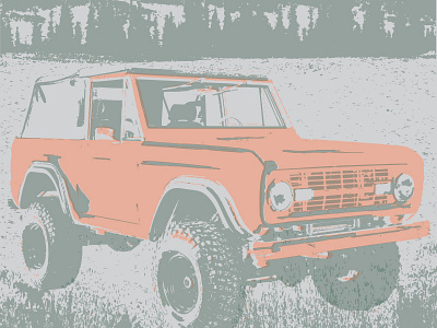 Bronco Poster bronco car flat illustration poster simple suv vintage