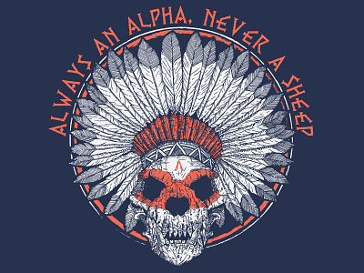 Alpha apparel chief grunge illustration indian skull wolf