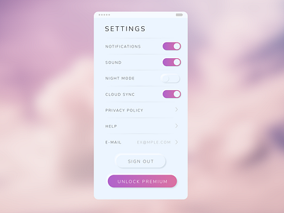 Settings for a To-Do App app buttons dailyux illustrator neumorphism settings settings icon ui uiux