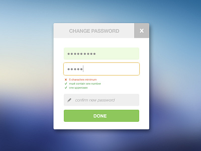 Change password change interaction modal password settings ui