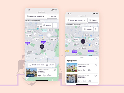 Mobile map property search cards design map mobile property search sheet ui ux website