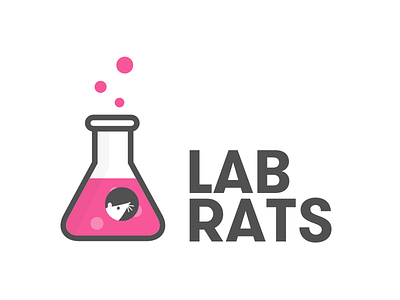 Lab Rats branding brand bubble flask lab label lockup logo pink rat