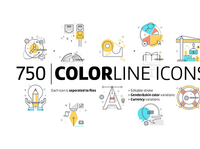 Color line icons branding dashboard design flat icons graphic design icon icons icons design logo social media startup icon