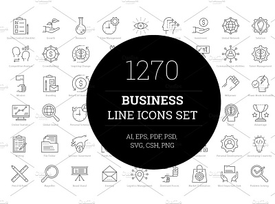 1270 Business Line Icons branding business dashboard design flat icons graphic design icon icons icons design line startup icon