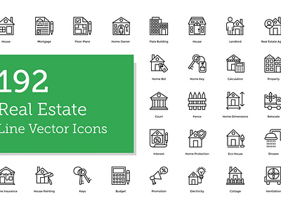 192 Real Estate Line Icons