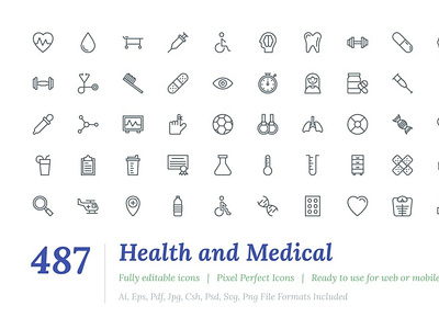 487 Health and Medical Line Icons