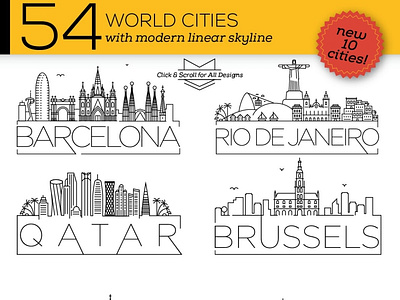 54 Different World Cities Skyline