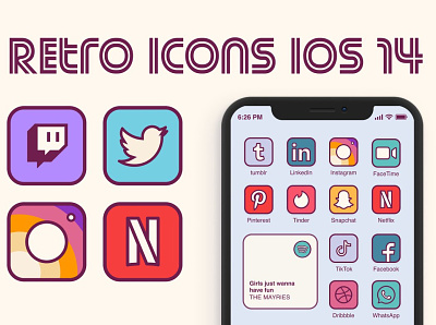 iOS 14 Retro Home Screen Icons branding dashboard design flat icons graphic design icon icons icons design logo social media startup icon