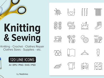 120 Knitting & Sewing Icons