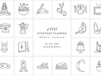 Everyday Planner Line Icon Set