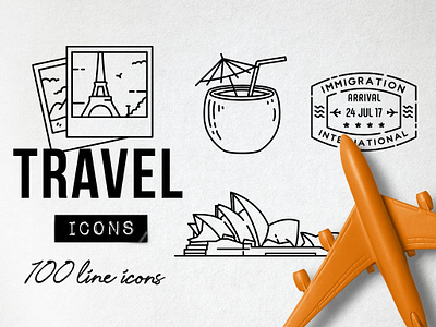 100 Travel Icons Set - Expanded branding dashboard design flat flat icons graphic design icon icons icons design illustration logo logo branding logo design social media startup startup icon technology travel