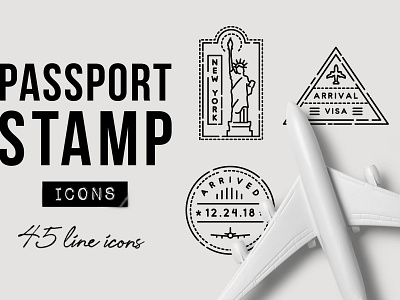 45 Passport Stamp Icons - Travel branding bussines dashboard design flat flat icons graphic design icon icons icons design logo logo branding logo design social media startup startup icon travel traveling