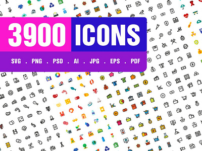 3900 Icons Pack branding dashboard design flat flat icons graphic design icon icons icons design logo logo branding logo design social media startup startup icon