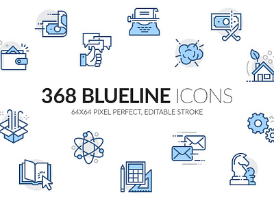 Blueline icons set