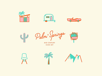 Palm Springs Icon Set branding concept dashboard design flat flat icons graphic design icon icons icons design logo logo branding logo design social media startup startup icon