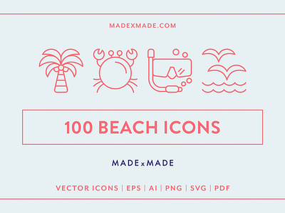 Line Icons – Beach branding dashboard design flat flat icons graphic design icon icons icons design logo logo branding logo design social media startup startup icon
