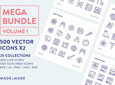 Line Icons – Mega Bundle Vol 1 branding dashboard design flat icons graphic design icon icons icons design logo social media startup icon
