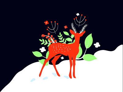 Deer illustration 2d adobe illustrator art christmas deer design illustration merry christmas minimal poster