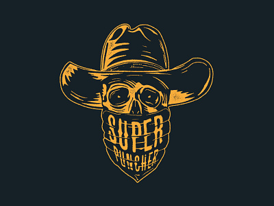 Dale Brisby Super Puncher cowboy graphic design illustration skull tshirtdesign type typography