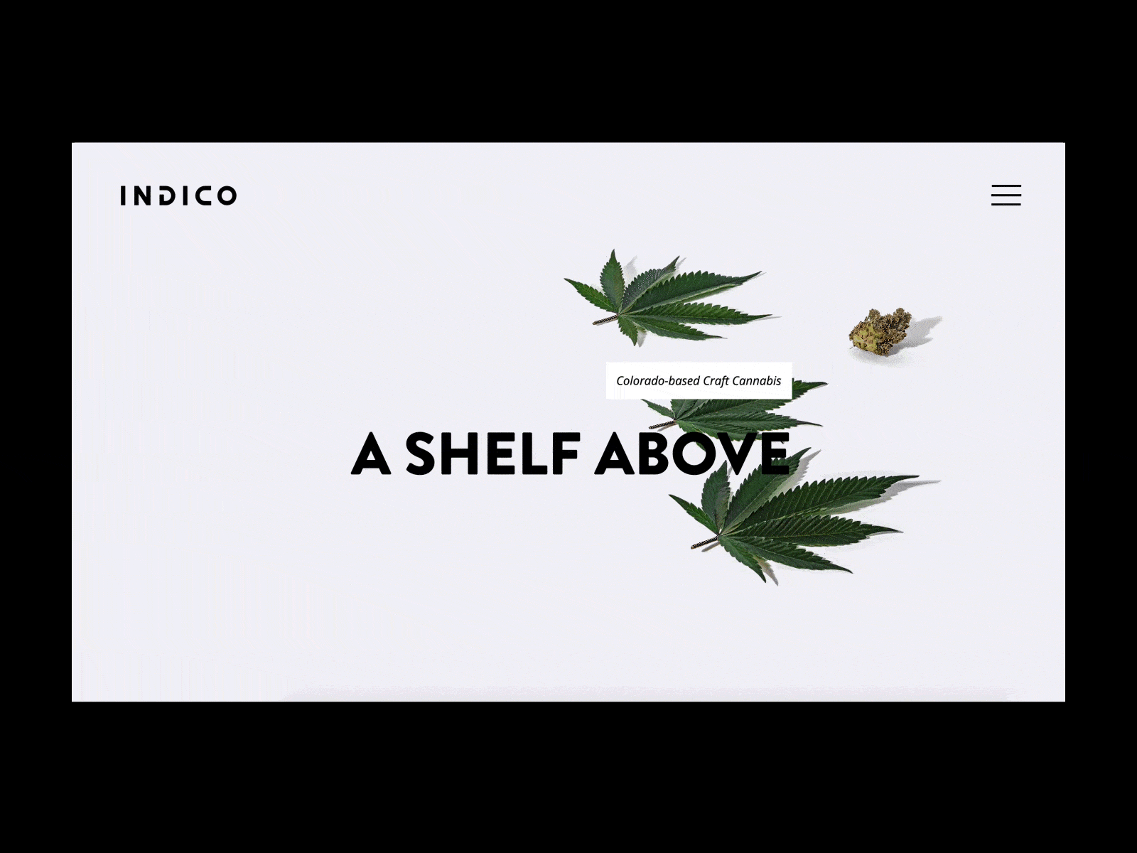 Indico Homepage Animation animation branding cannabis design homepage typography ui website