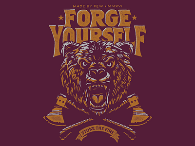 Forge Yourself axe bear conference hand drawn illustration shirt tshirt typography