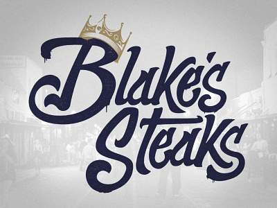 Blake's Steaks 90s rap biggie cheesesteaks crown food struck graffiti hip hop philly script stencil texas