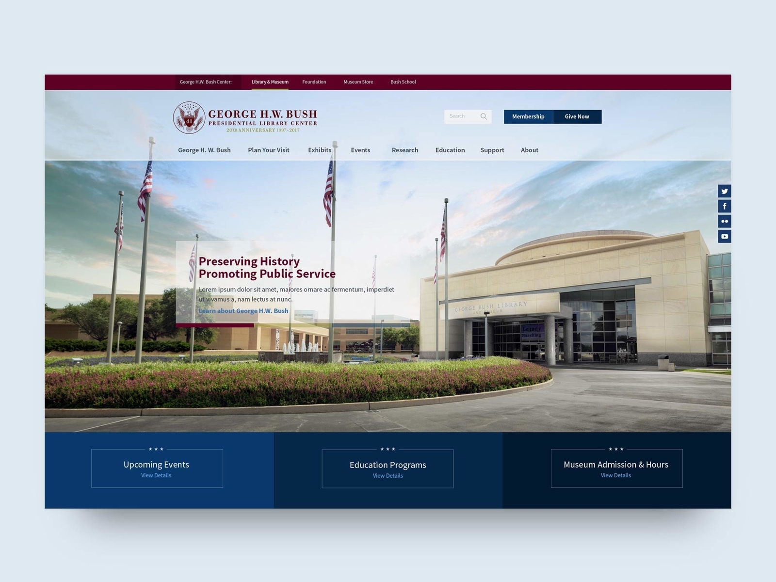 George H W Bush Library Homepage By Drift On Dribbble