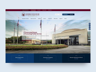 George H W Bush Library Homepage college station george h. w. bush homepage library presidential texas web web design