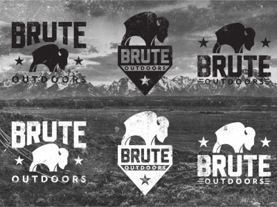 Brute Outdoors badge bison brute buffalo logo outdoors vintage