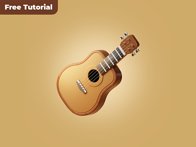 Рендер 3D иконки гитары / Render 3D guitar icons / Blender 3.0 3d 3d artist 3d icon 3d render 3d tutorial blender blender render brown cute guitar tutorial video youtube