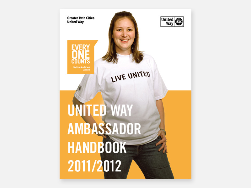 United Way Ambassador Handbook trade gothic live united typography graphic design minnesota twin cities greater twin cities united way united way cover handbook print design print