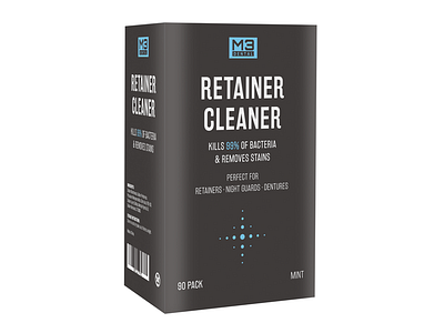 Retainer Cleaner Packaging Design box branding dentist design graphic design minimalist packaging packaging design print design retainer retainer cleaner teeth