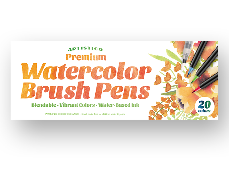 Watercolor Brush Pen Package identity design logo design print design package design packaging design graphic design watercolor identity logo packaging package box