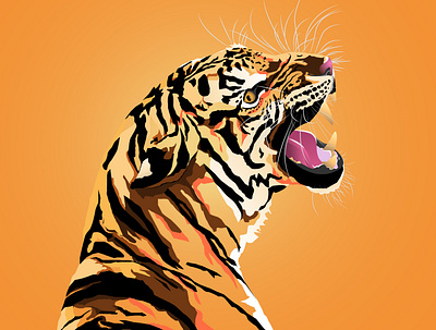 Wild Cat - Tiger adobe illustrator ai artwork digital art gradient illustration inktober orange tiger vector
